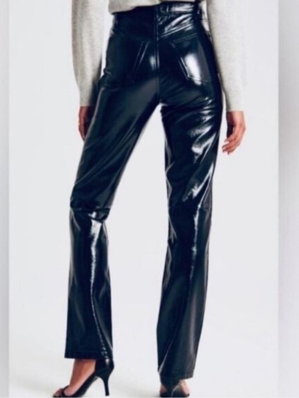 NWT Abercrombie & Fitch Curve Love Patent Leather 90s Straight Ultra High Rise - Picture 2 of 9